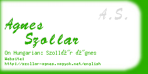 agnes szollar business card